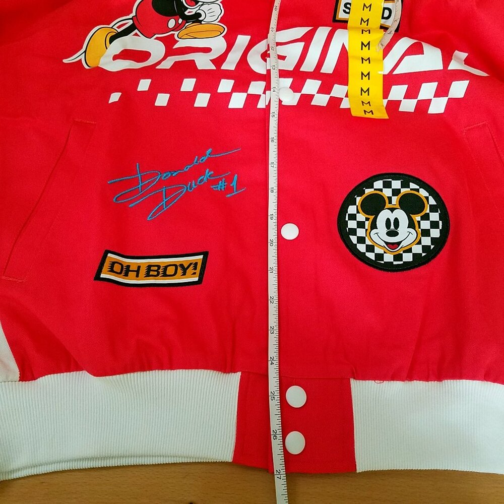 Women’s Red Character Patch Moto Jacket – Size Medium – Relaxed Fit – New - Picture 6 of 14